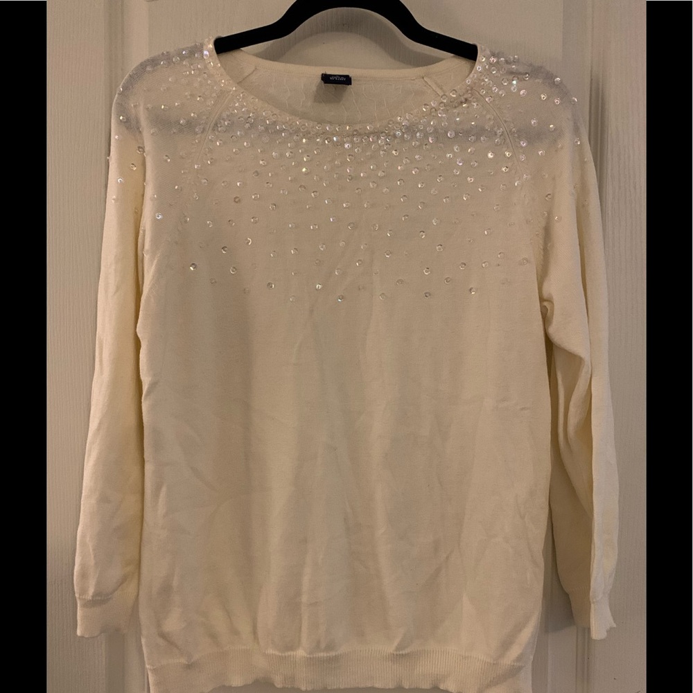 🌺Gap Cream Colored Sweater w/sequins Size Large